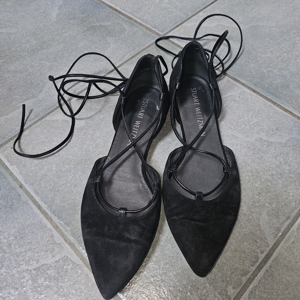 Stuart Weitzman Black Suede Flats